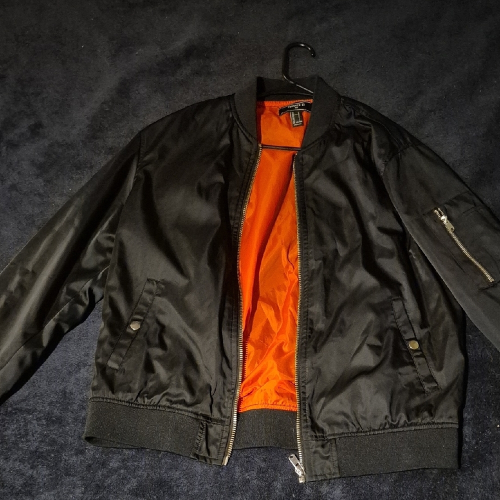 Forever 21 Black and Orange Varsity Bomber Jacket